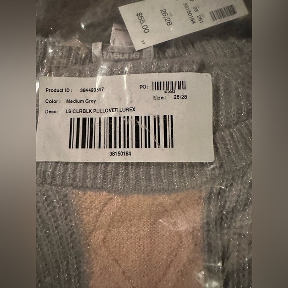 Avenue plus size 26/28 NWT colorblock gray pink lurex sweater cable knit pastel - Picture 6 of 8